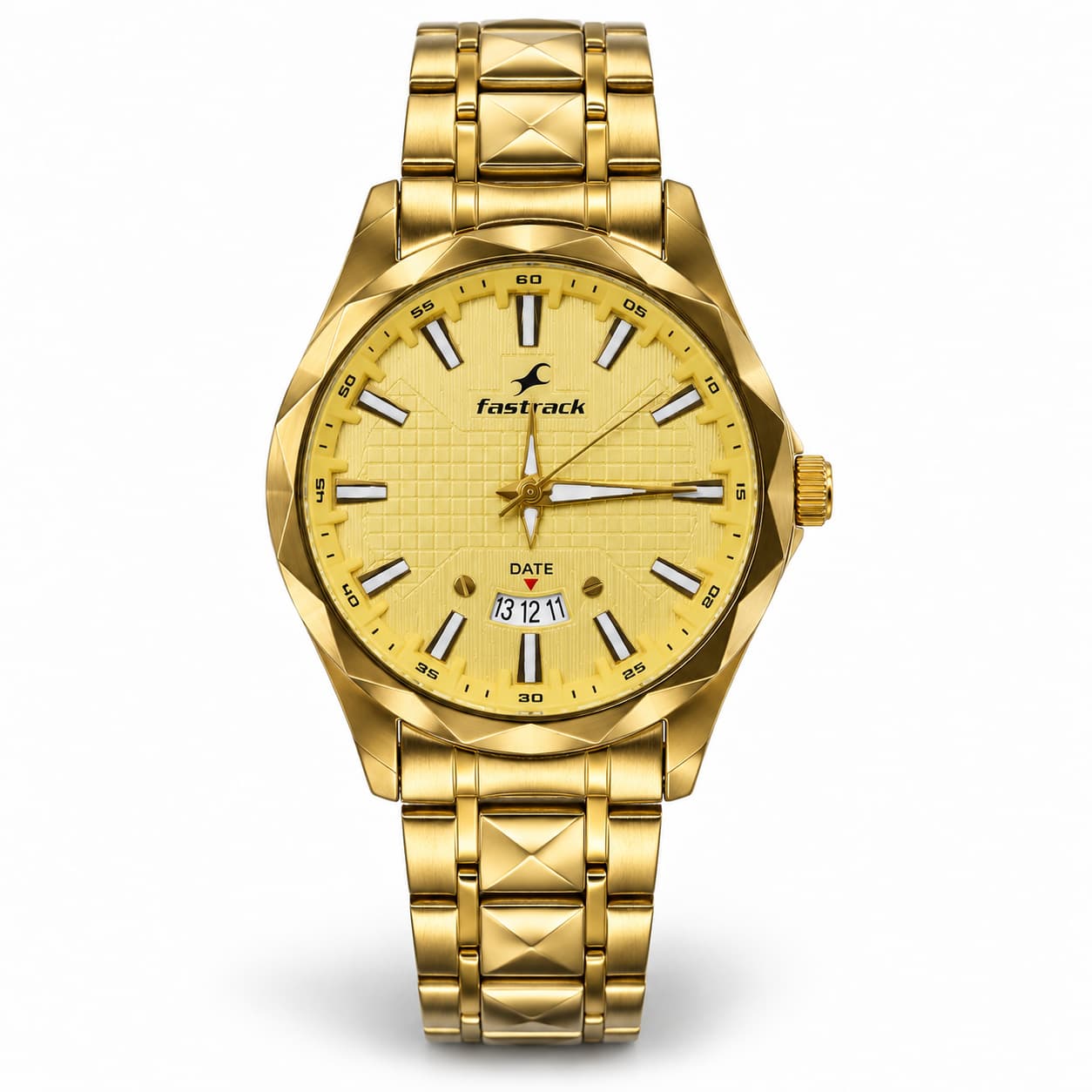 Analog Gold Dial Men's Watch – Golden Stainless Steel Chain — fashion watch