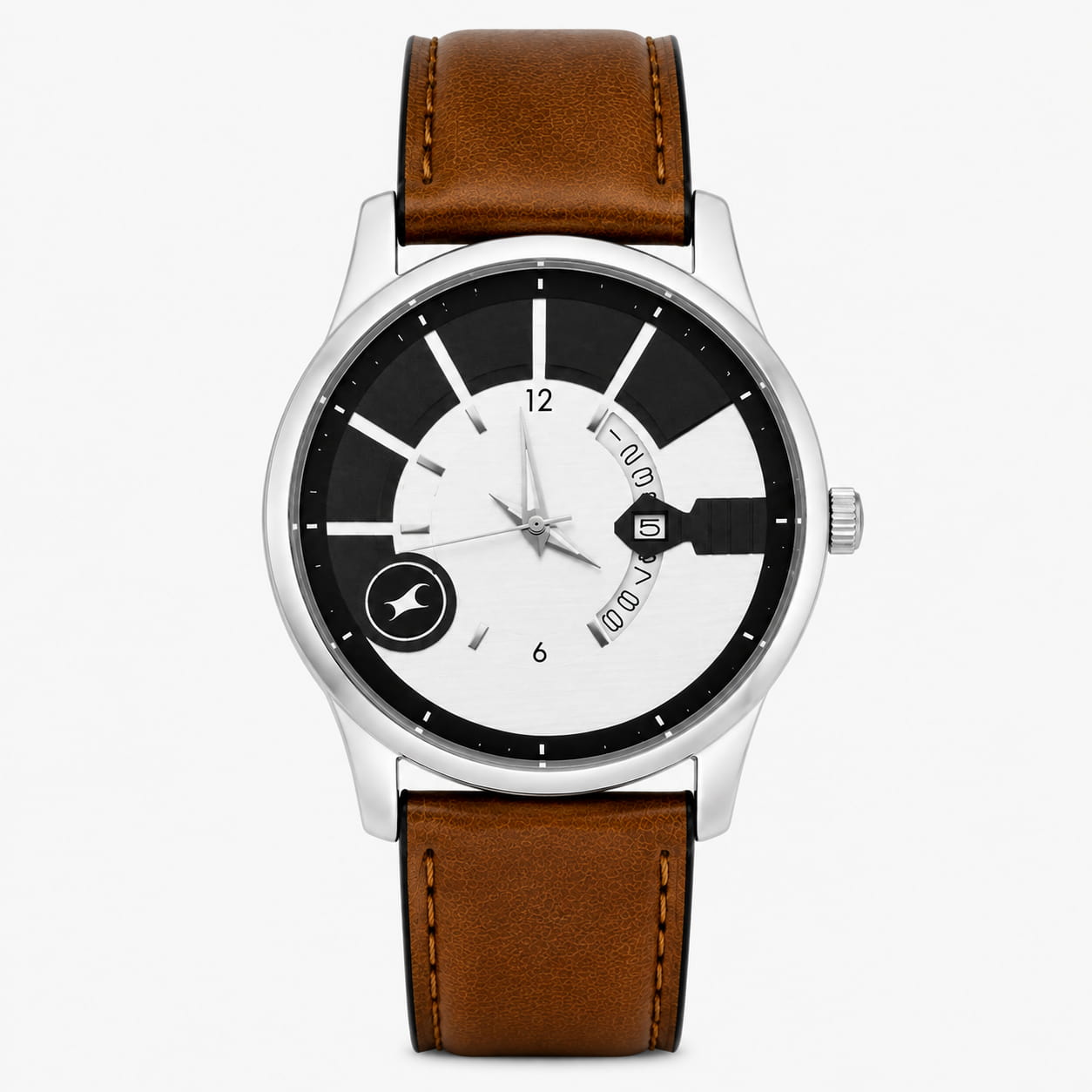 Fastrack Men's Classic Black White Leather Watch — fashion watch